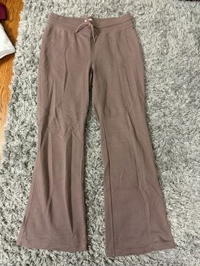 Aritzia Sunday Best Taupe Ribbed Drawstring Waist Pants